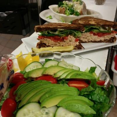 Freshest huge salads, yummy sandwiches,  stuffed potatoes and alot more.