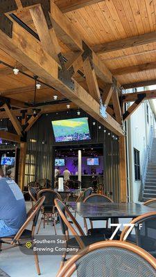 The patio looking into the brew house.