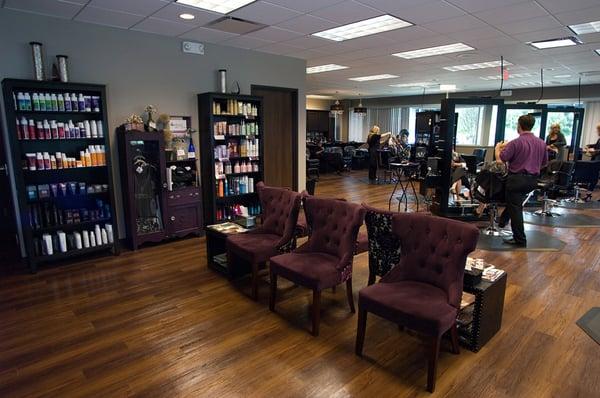 Our hair, retail, and waiting area