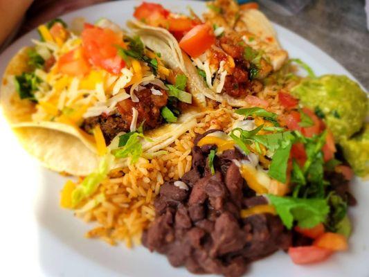 Chicken and beef tacos