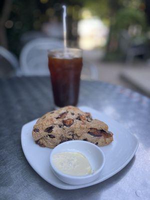 Plum scone with iced americano