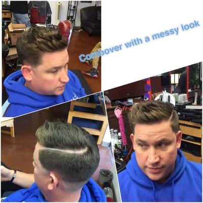 Business Pompadour with hard part