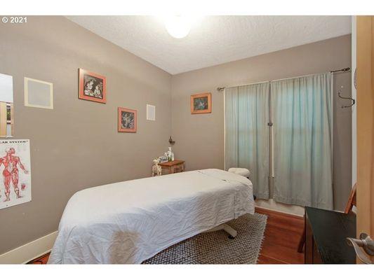 Massage therapy treatment room.