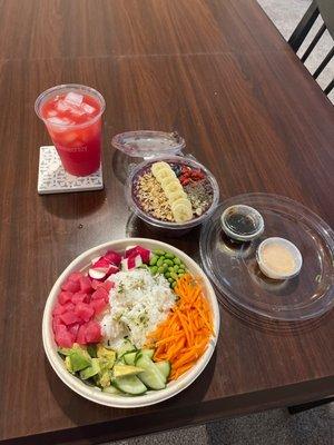 Poke Bowl, Super açaí bowl & watermelon juice