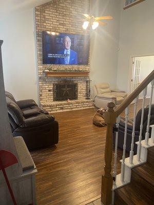 Living room was a horrible gold color so clean and beautiful