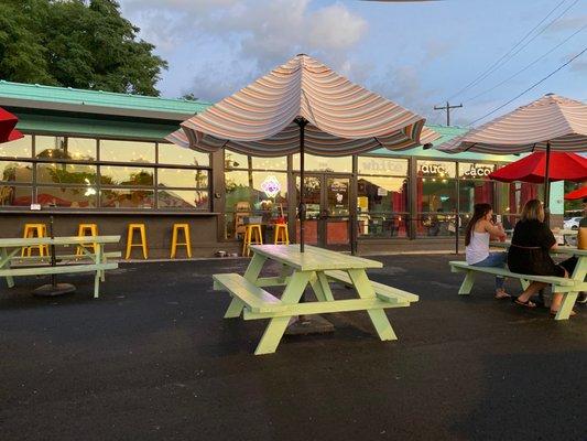 Outdoor dining area.