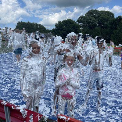 Snow fight in July @summerfestcabooselakecampground