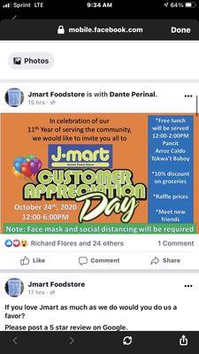 A recent customer appreciation event at JMart.