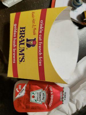 My "Large " size fries, compared to their ketchup packets.