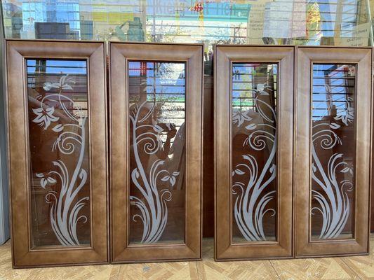 Cabinet doors with sandblast