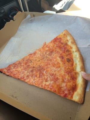 A delicious and huge cheese slice