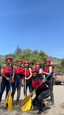 Family about to embark on water rapids journey