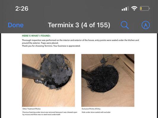 Terminix fixed their terrible job, which they refused to admit and refused to grant me a full refund after canceling the contract