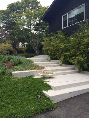 White concrete front entry steps Hillsborough CA