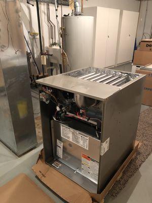 New Carrier 135kBTU/H 2 stage furnace readied for installation.