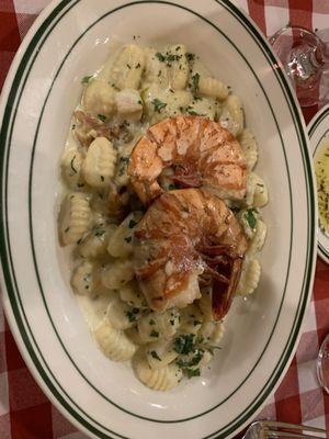 Giant prawns & homemade gnocchi.  So so good!