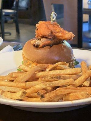 Buffalo Wingman Burger w/ seasoned fries