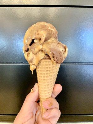 Rockwell ice cream: seasonal dark chocolate pumpkin single scoop