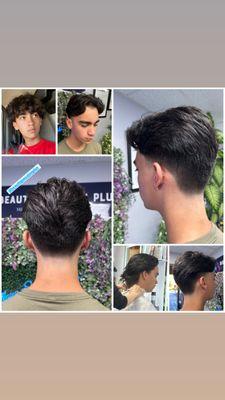 Before and After middle part hair cut style for me