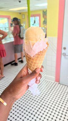 Mango and strawberries and cream ice cream. It was amazingly delicious.