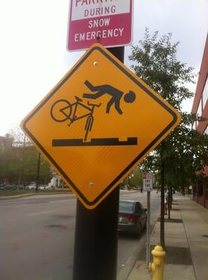 Careful riding on the Streetcar rails!