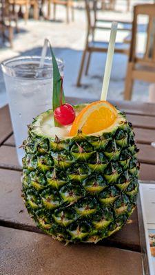 Pina Colada in a pineapple.