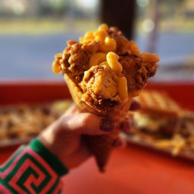 Chicken cone with Mac n cheese