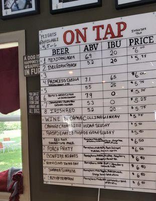 Beer menu