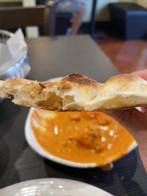 Close up of the puff naan