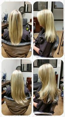 Befor and after pictures of easy lengths by callie haynes hairdressing