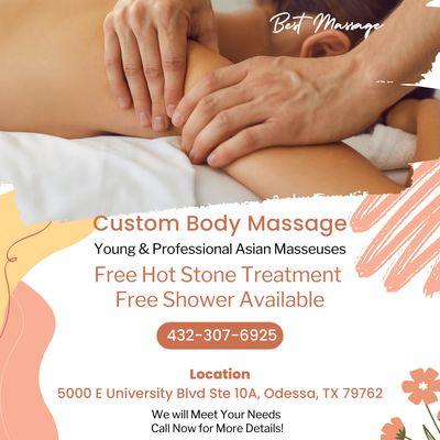 Best Massage
 5000 E University Blvd Ste 10A, Odessa, TX 79762
 Call us at 432-307-6925