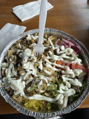 Chicken Shawarma plate with toum (garlic sauce) $16.95...the sauce was fantastic!