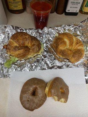 Breakfast croissants, maple donuts & fresh beat/carrot juice!