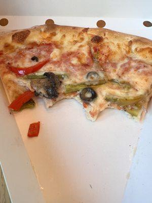 Bad veggie pizza. Hate wasting food but wasn't going to eat the calories.