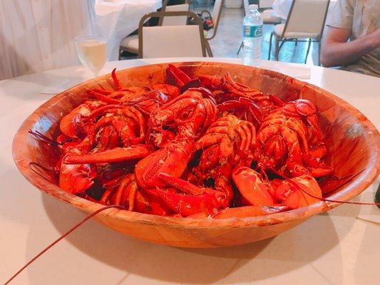 Giant bowl of lobsters - there are 12 here.