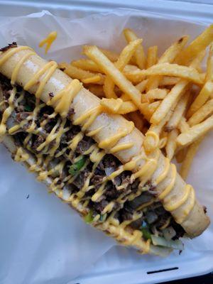 Cheesesteak and fries