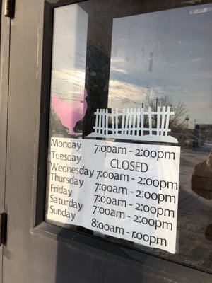 Hours a bit odd (closed on Tuesday)