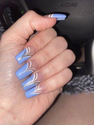 blue french tip nails