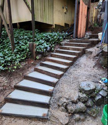 Ornate curved stairs for a client in Camp Meeker