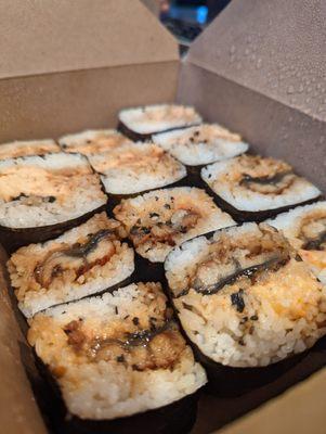 Unagi Crawfish and Salmon Belly Musubi~