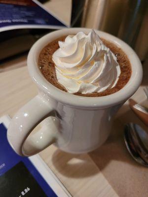 Hot chocolate with thick, housemate Whipped cream..heavenly!