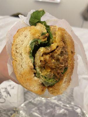 Chopped cheese- think ketchup-y cheeseburger in a hoagie roll