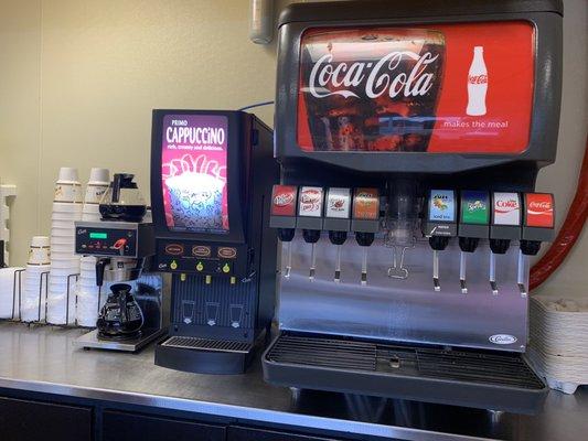 Cappuccino and fountain drink