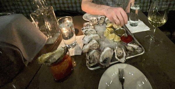 Oysters and a bottle of Picpoul de Pinet