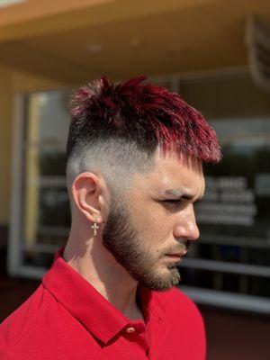 Fade with bright red