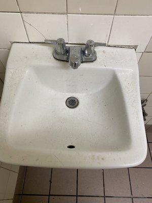 Dirty bathroom sink.