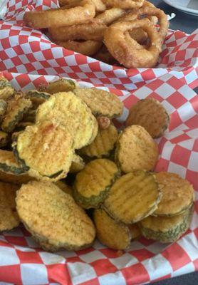 fried pickles & onion rings - yum