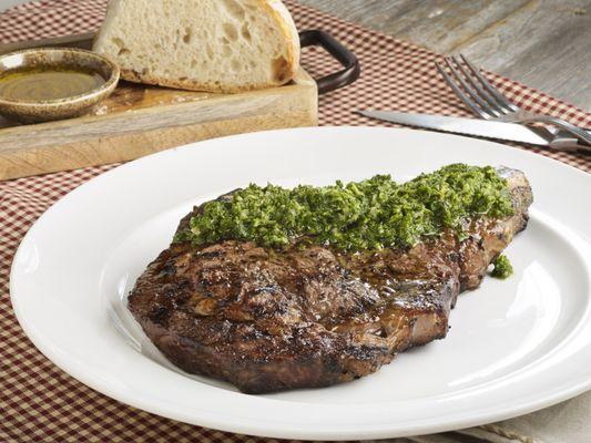 Grilled Bone-In Ribeye | prime dry-aged bone-in ribeye, salsa verde