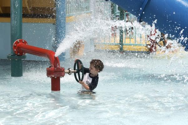 Interactive water features at the Farmington, Missouri Water Park!