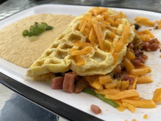 Southwestern omelet and cheesy grits